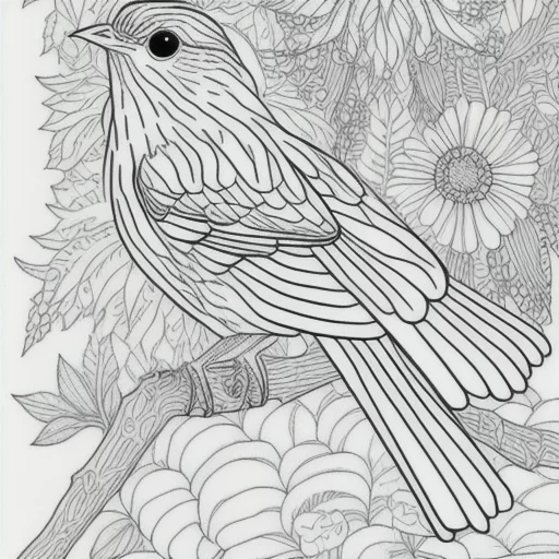 3425147340-Line drawing for a coloring book for kids, little bird.webp